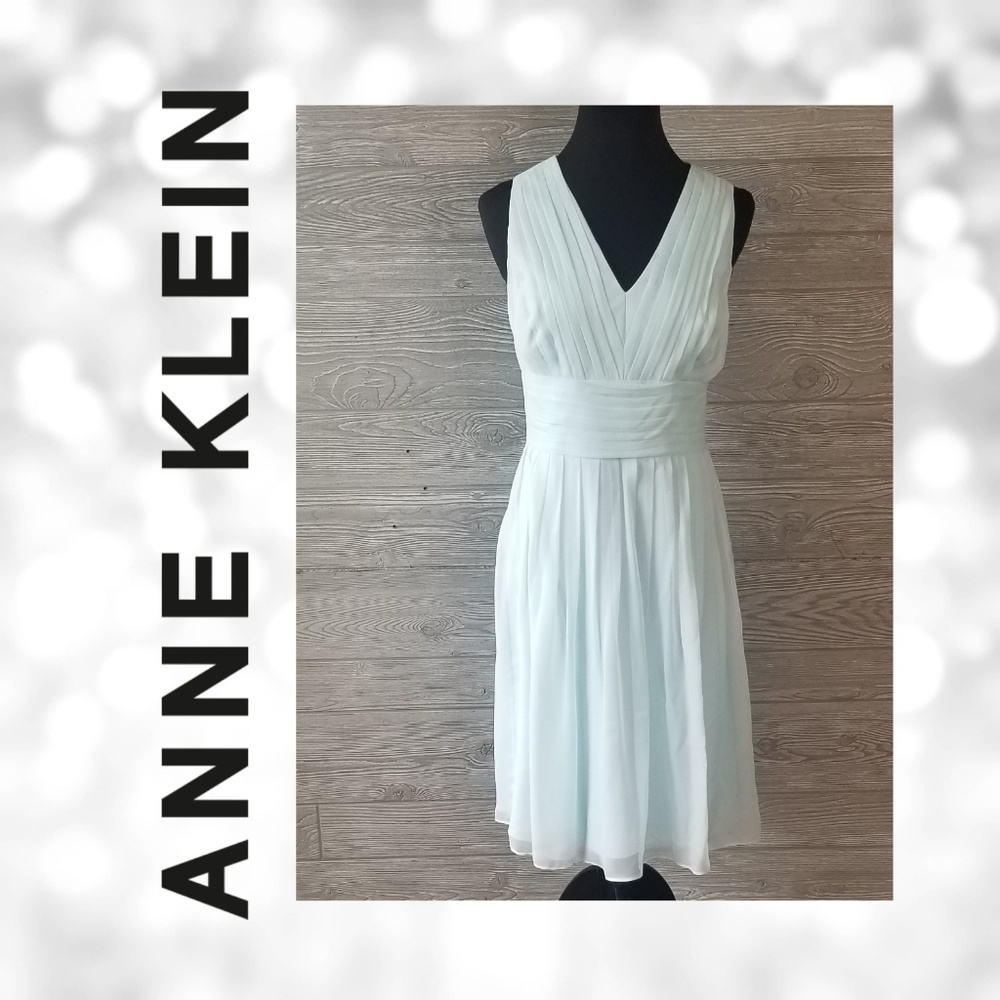 NWT ANNE KLEIN Sky Blue Silk Dress A0002.8